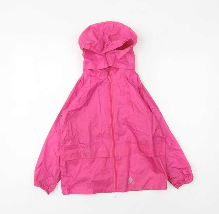 Dry Kids Girls Pink Lightweight Waterproof Rain Coat 5-6 Years