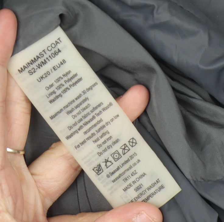 Seasalt Women's Grey Puffer Jacket Size 20 Hooded Long Line