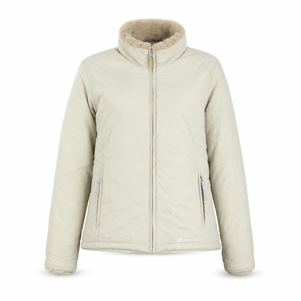 Front view of Dare 2b Women's Beige Fur Trim Jacket, size 10