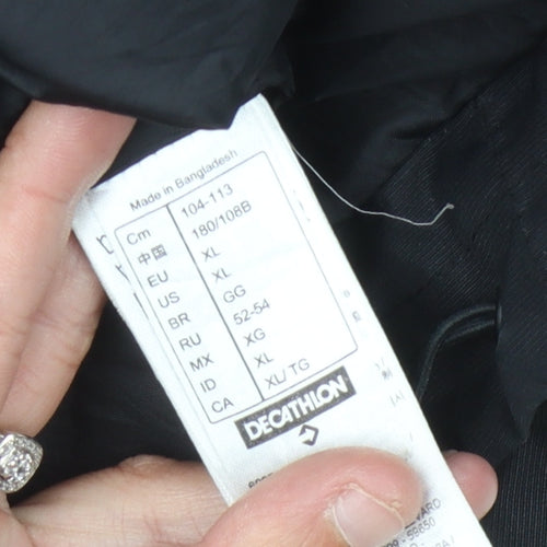 Decathlon Men's Black XL Parka Jacket, Hooded, Waterproof