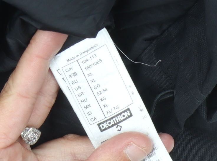 Decathlon Men's Black XL Parka Jacket, Hooded, Waterproof