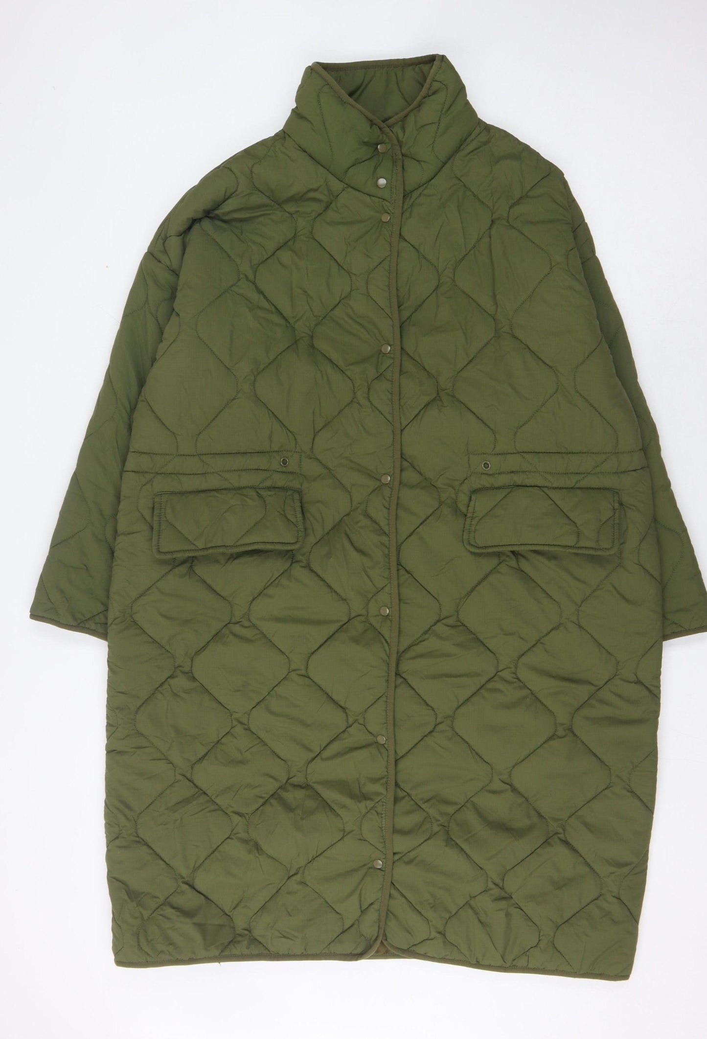 Zara Women’s Green Quilted Long Coat Size 12