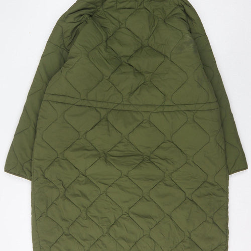 Zara Women’s Green Quilted Long Coat Size 12