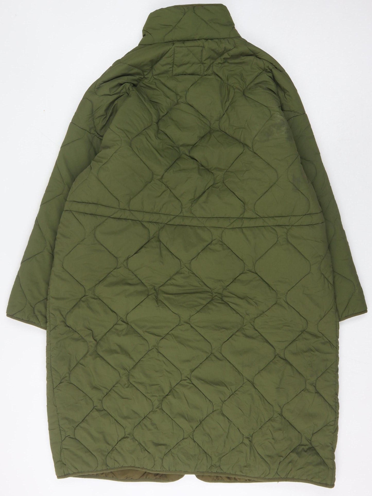 Zara Women’s Green Quilted Long Coat Size 12