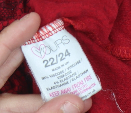 Yours Women's Plus Size Red Floral Blouse, Size 24