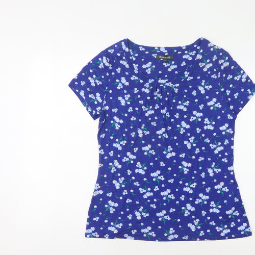 Bonmarché Women's Blue Floral T-Shirt Size 16