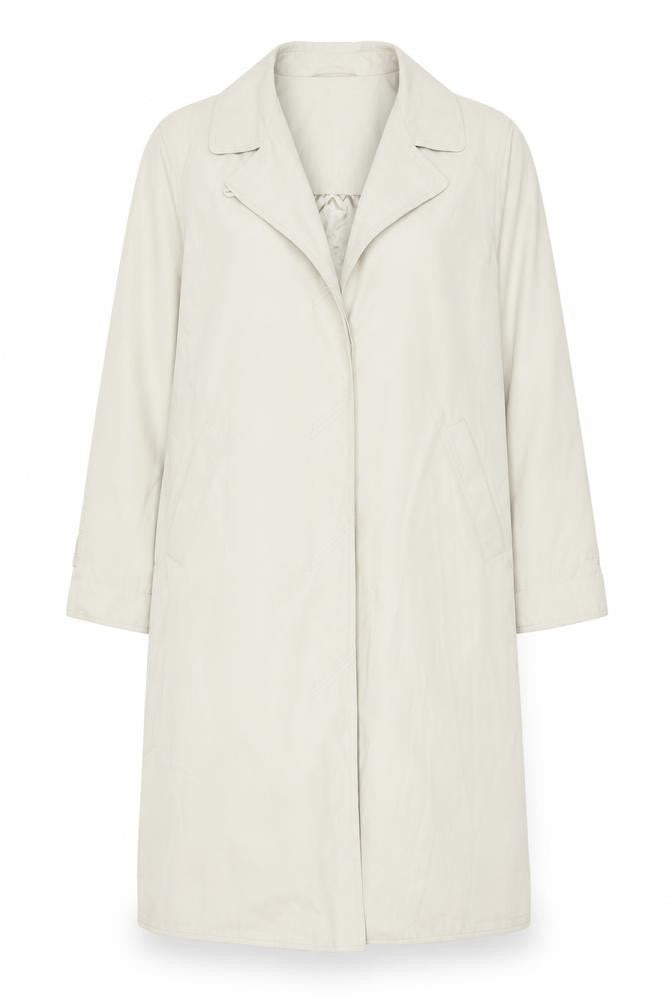 Front view of Telemac Women's Beige Trench Coat M Casual Long Sleeve