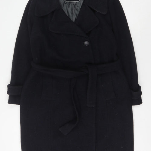 Next Women's Black Belted Overcoat Size 18