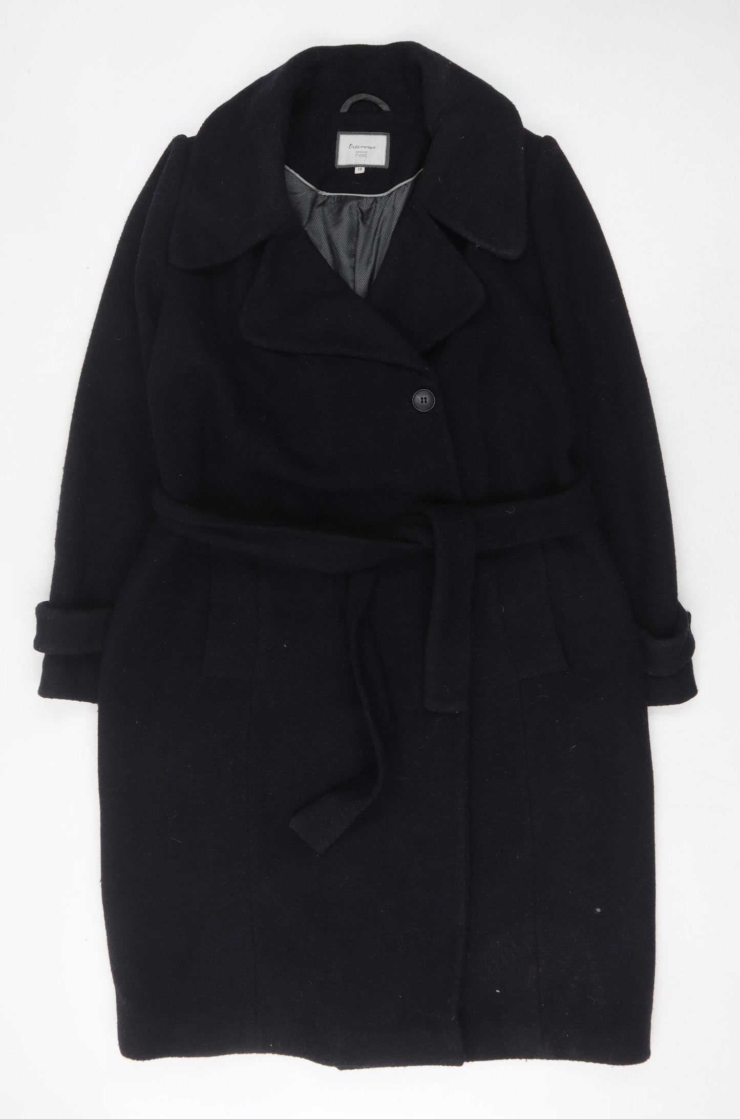 Next Women's Black Belted Overcoat Size 18