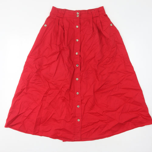 Cabincreek Women's Red Midi A-Line Skirt - Size 12