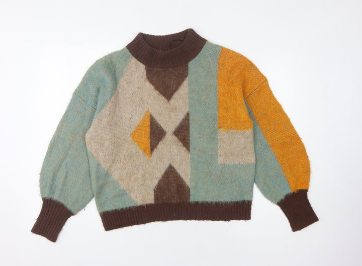Vila Women's Multicoloured Jumper, Size S, Geometric Knit