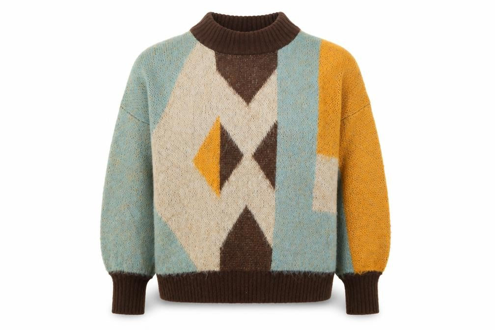Front view of VILA Women's Multicoloured Jumper, size S, Geometric Knit