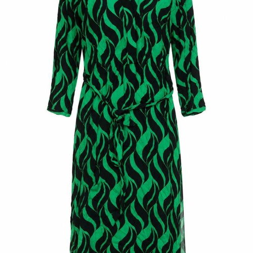 New Look Women's Green Black Geometric Long Sleeve Dress