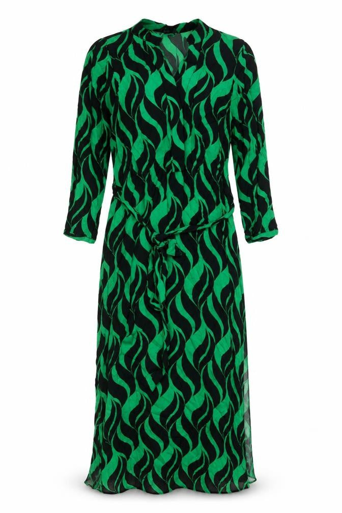 New Look Women's Green Black Geometric Long Sleeve Dress
