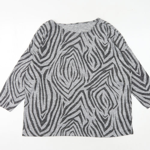Principles Women's Grey Zebra Print Jumper Size 14