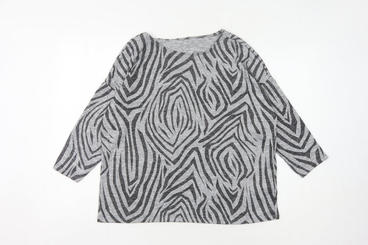 Principles Women's Grey Zebra Print Jumper Size 14