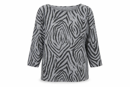 Front view of Principles Women's Grey Zebra Print Jumper, size 14