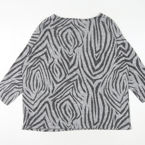 Principles Women's Grey Zebra Print Jumper Size 14