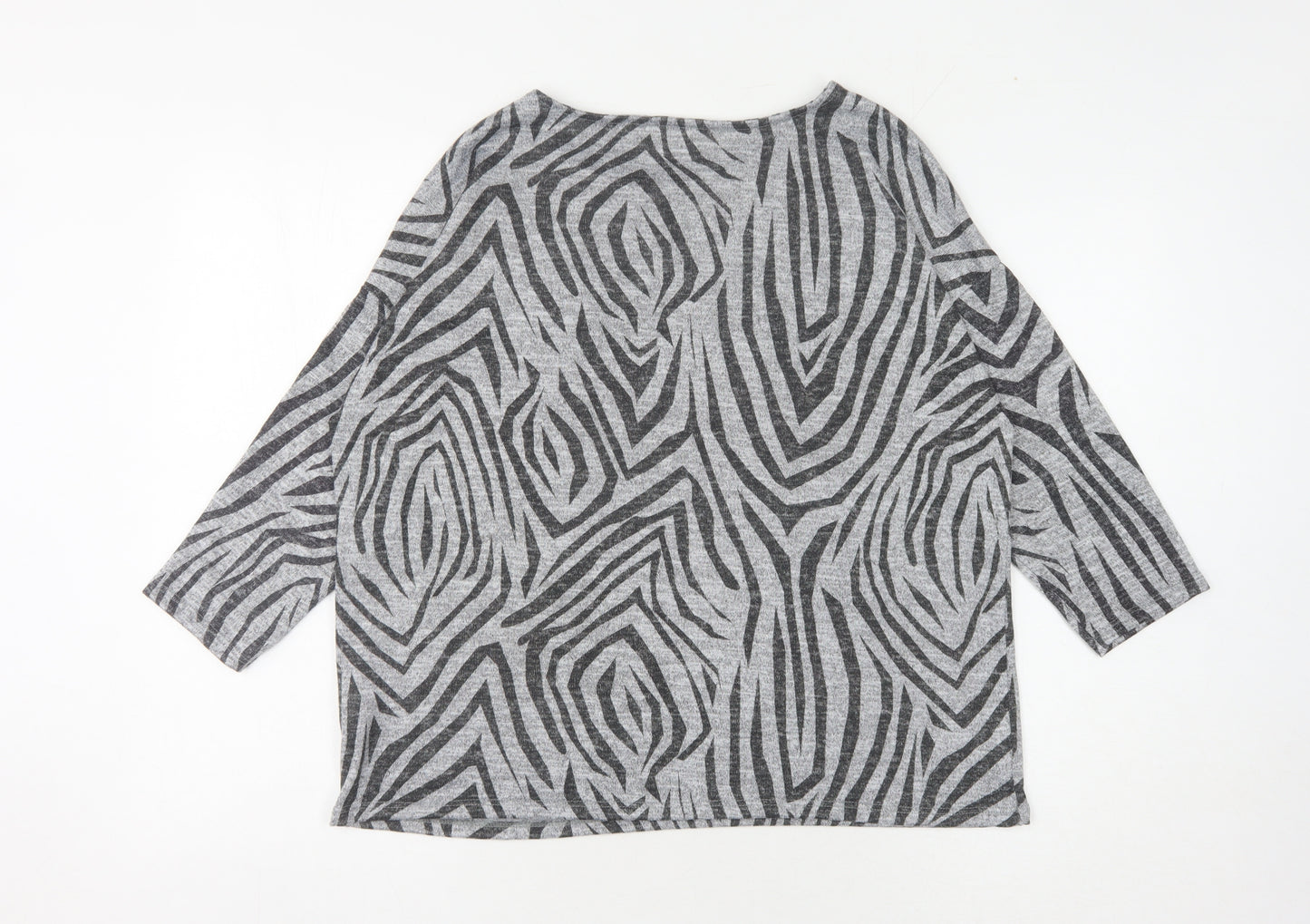 Principles Women's Grey Zebra Print Jumper Size 14