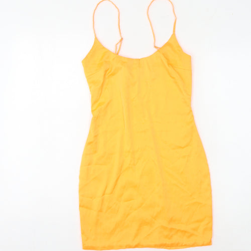 Oh Polly Women’s Orange Slip Dress Size 8 Scoop Neck