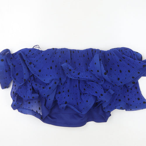 River Island Women's Blue Polka Dot Ruffle Blouse, Size 12