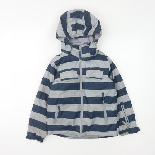 Trespass Boys Blue Striped Parka Jacket 5-6 Years Waterproof