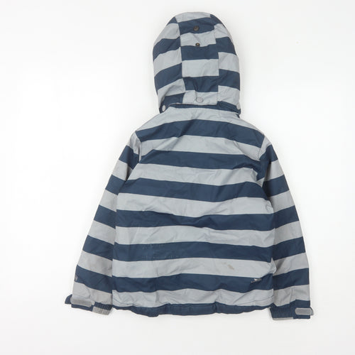 Trespass Boys Blue Striped Parka Jacket 5-6 Years Waterproof