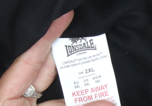 Lonsdale Men's Black 2XL Puffer Jacket with Zip