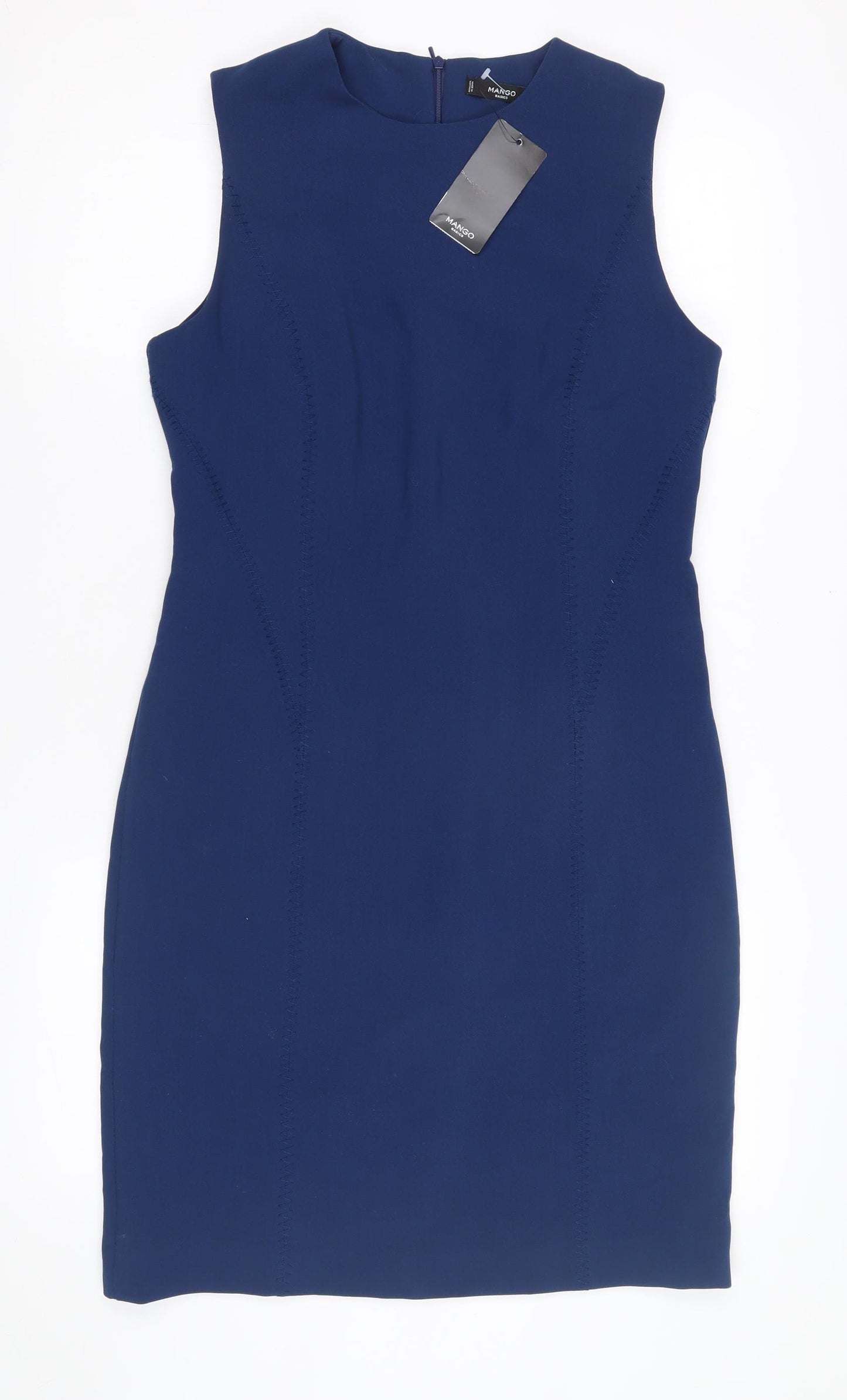 Mango Women's Blue Sleeveless Dress, Size 12, New