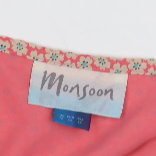 Monsoon Women's Pink Floral Skirt - UK 12