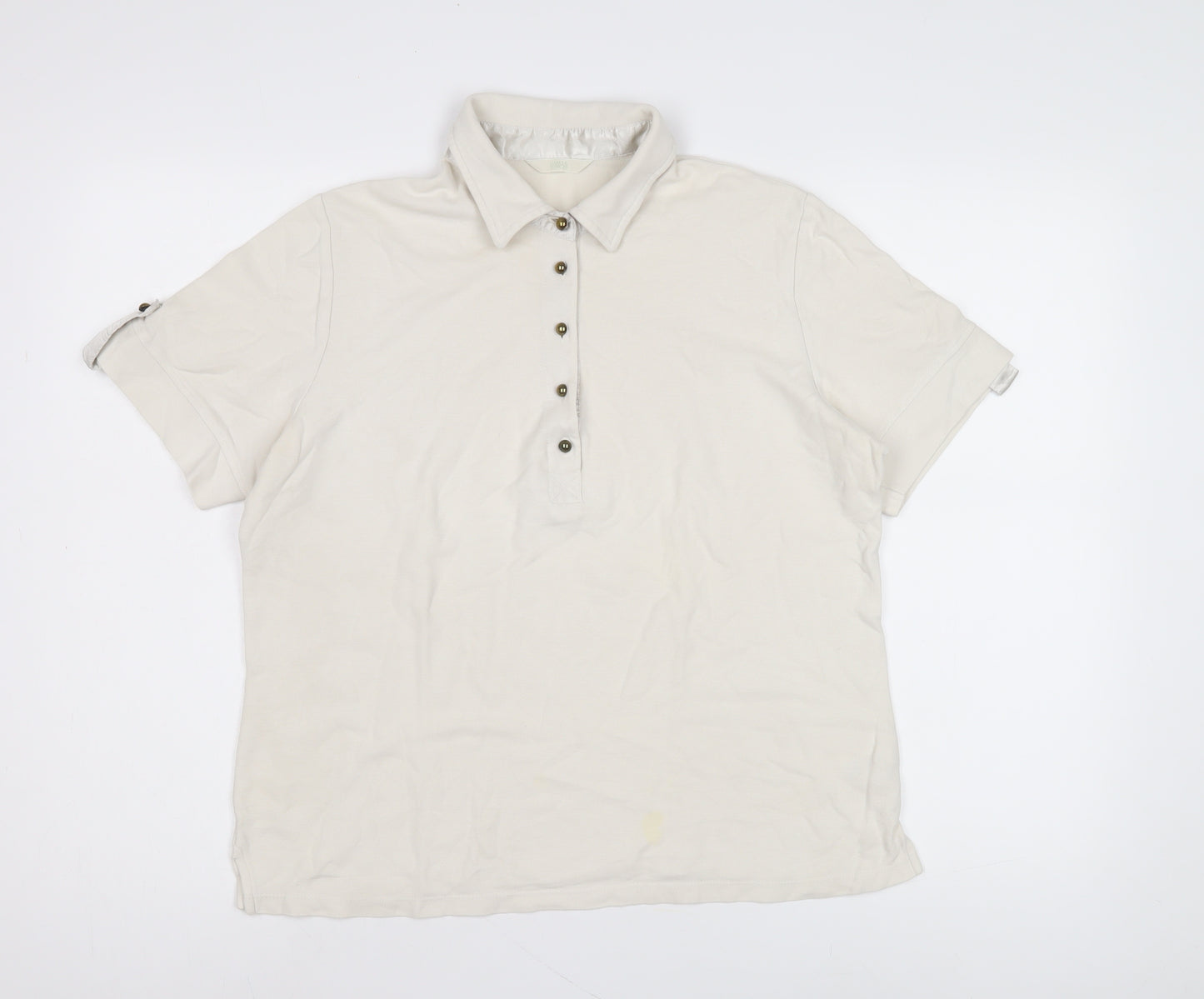 Marks and Spencer Women's Ivory Polo Shirt Size 16