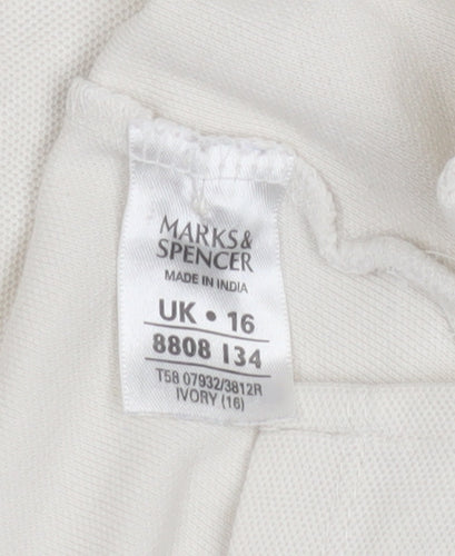 Marks and Spencer Women's Ivory Polo Shirt Size 16
