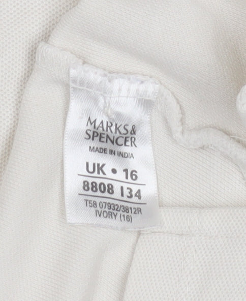 Marks and Spencer Women's Ivory Polo Shirt Size 16
