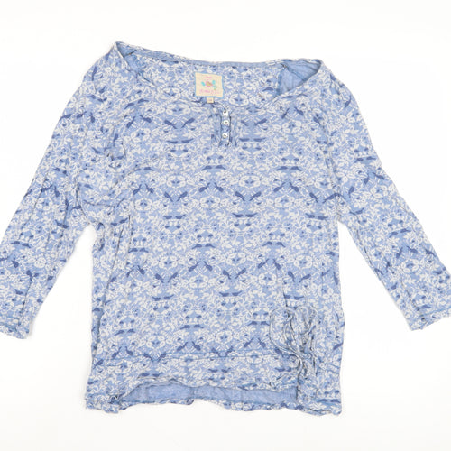 Fatigued By Time Blue Floral Blouse Size 14
