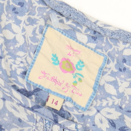 Fatigued By Time Blue Floral Blouse Size 14