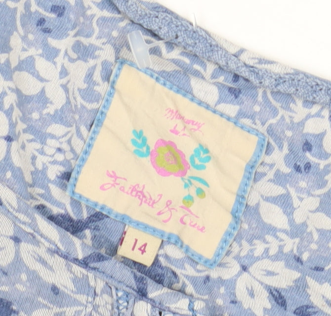 Fatigued By Time Blue Floral Blouse Size 14