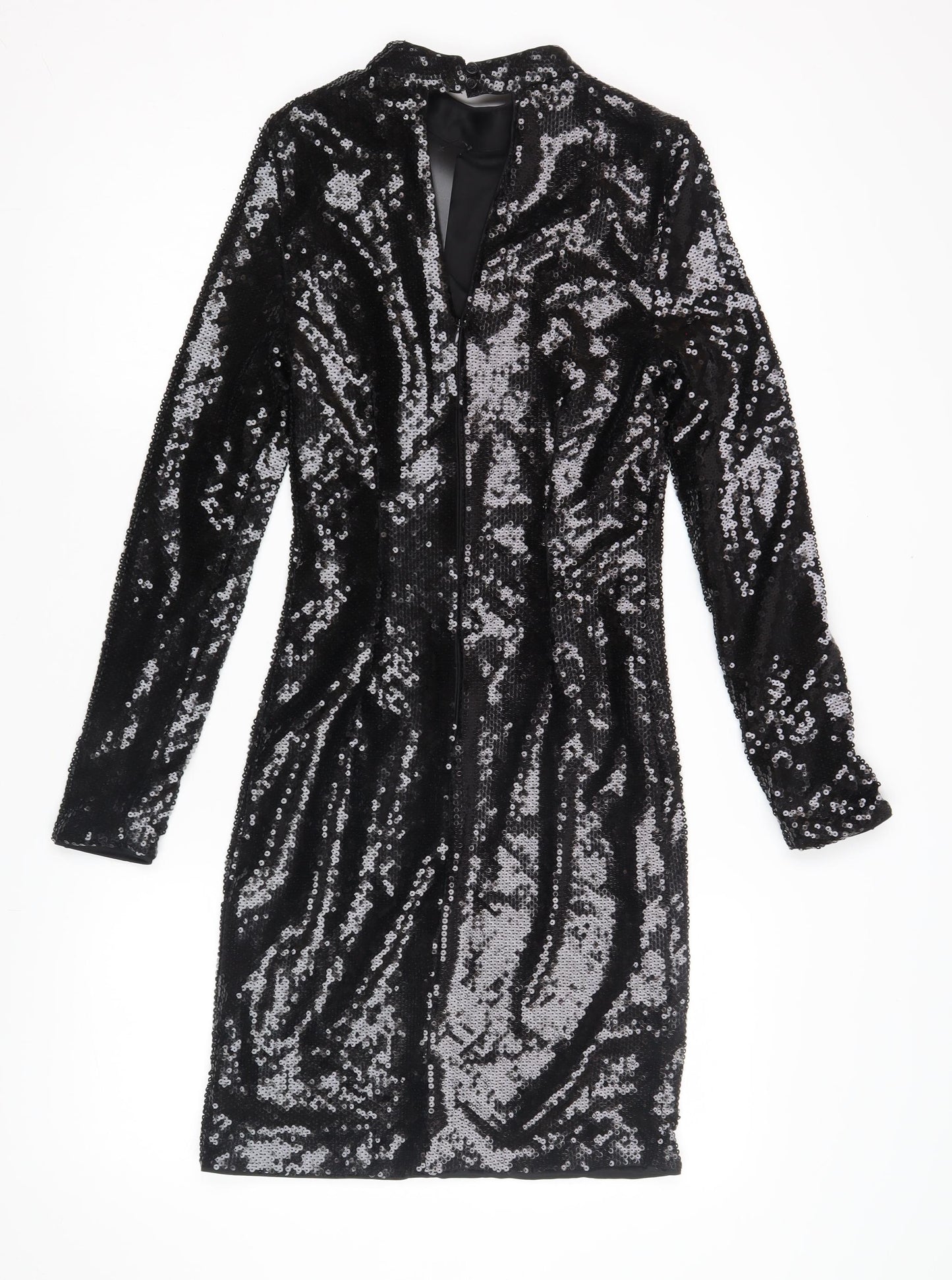 Marks and Spencer Black Sequin Long Sleeve Dress - Size 6