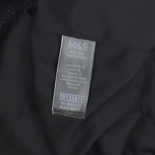 Marks and Spencer Black Sequin Long Sleeve Dress - Size 6
