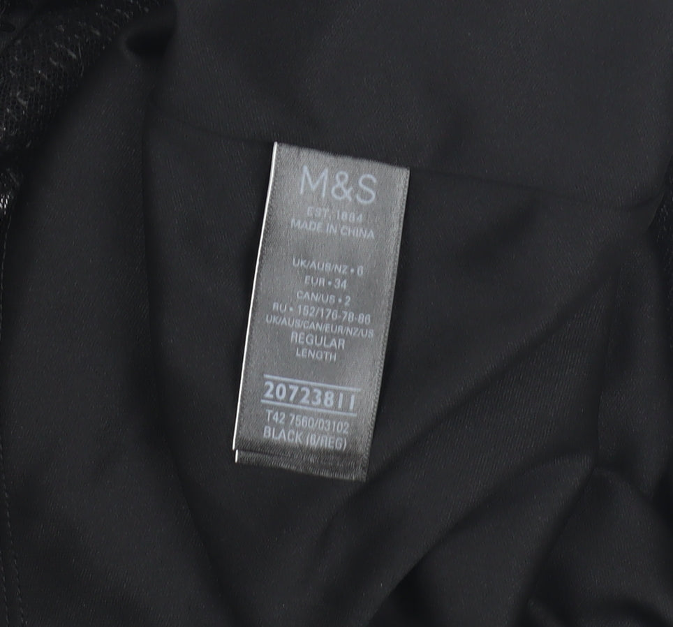 Marks and Spencer Black Sequin Long Sleeve Dress - Size 6