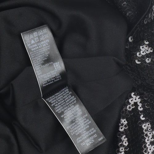 Marks and Spencer Black Sequin Long Sleeve Dress - Size 6
