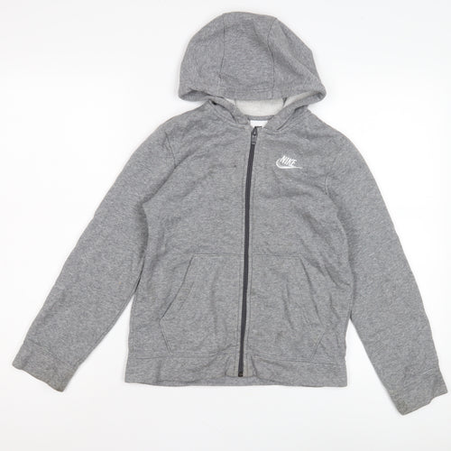 Nike Boys' Grey Full Zip Hoodie M - Casual Comfort Essential