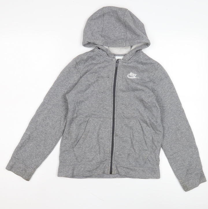 Nike Boys' Grey Full Zip Hoodie M - Casual Comfort Essential