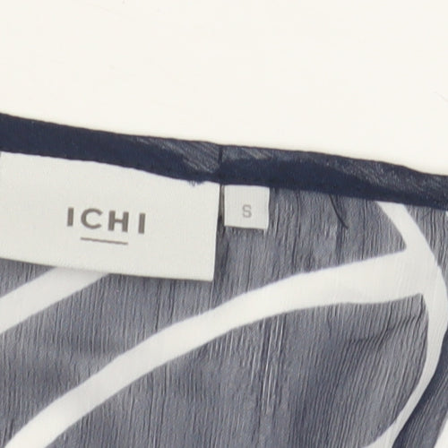 ICHI Women's Blue Geometric Tunic Blouse Size S