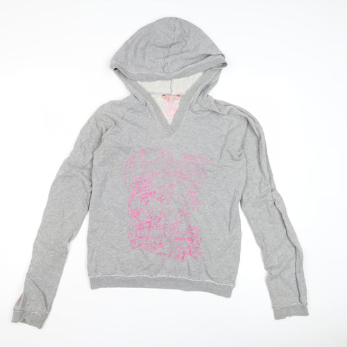 FCUK Jeans Women's Grey Hooded Pullover Hoodie, Size S