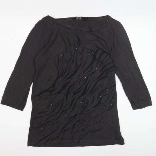 Debenhams Women's Black Beaded Top, Size 14
