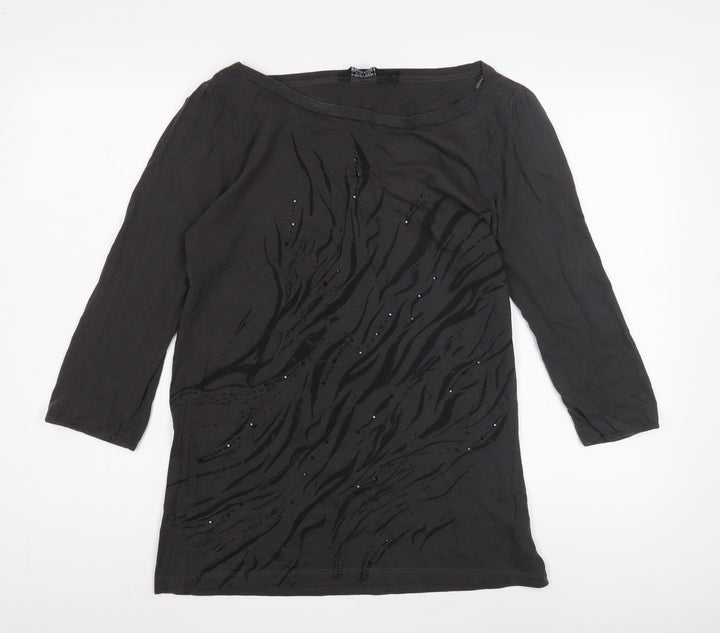 Debenhams Women's Black Beaded Top, Size 14