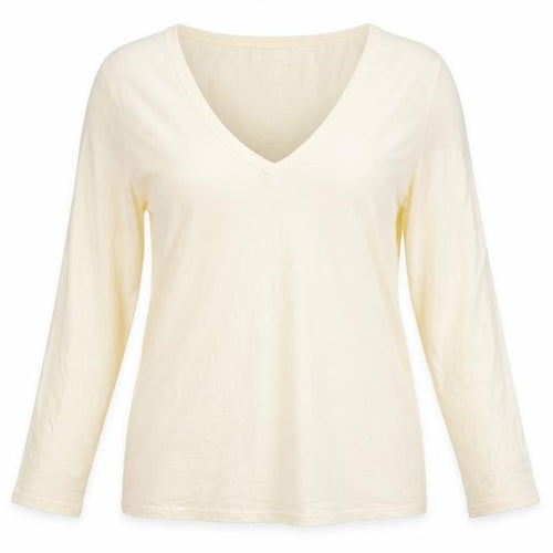 Boden Women's Beige V-Neck Long Sleeve T-Shirt - Size 2