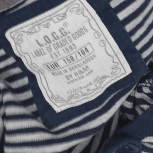 L.O.G.G. Girls Blue Striped Shirt Dress, 11-12 Years