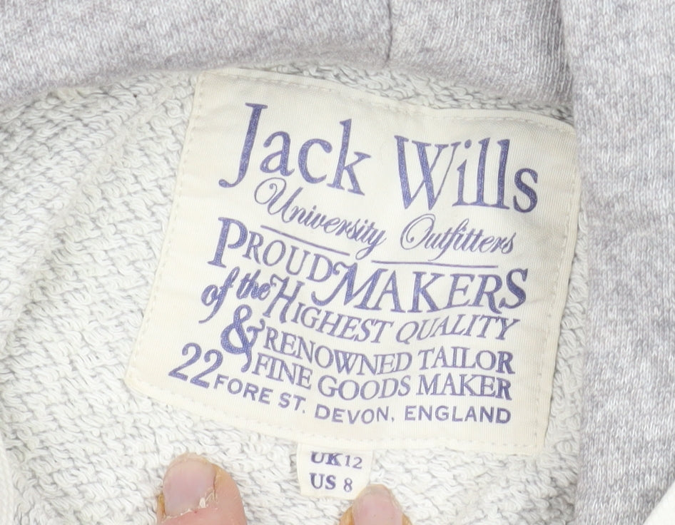Jack Wills Grey Full Zip Hoodie Women's Size 12