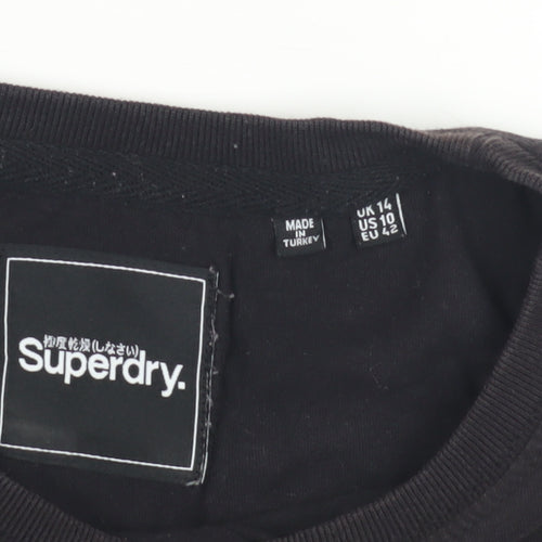 Superdry Women's Black Crew Neck T-Shirt Size 14